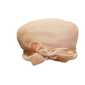 vintage‎ 1960's day hat woven velvet bow cream back slant